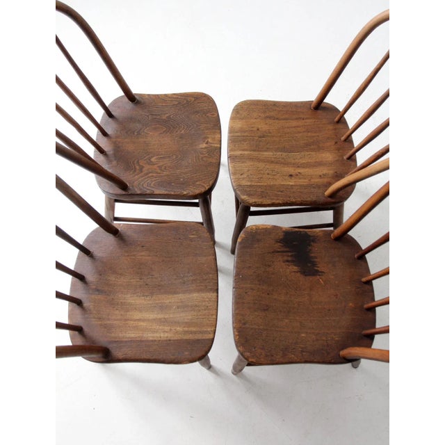 Antique Spindle Back Farmhouse Chairs Set of 4 For Sale - Image 4 of 16