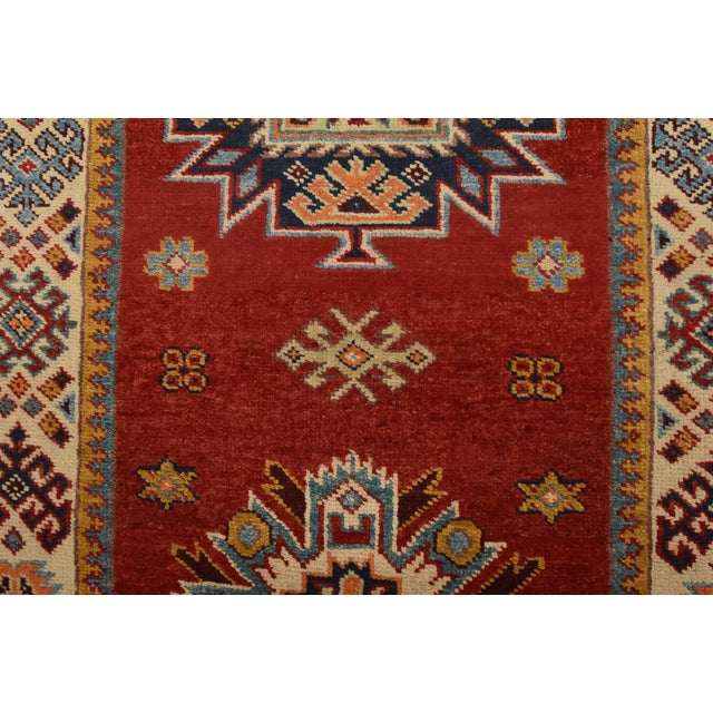 Kazak Runner 2’11” X 13’2” Red Wool Tribal Hand-Knotted Oriental Rug For Sale - Image 9 of 13