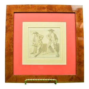 Late 18th Century "Rustics by a Lake" by Paul Sandby, Framed