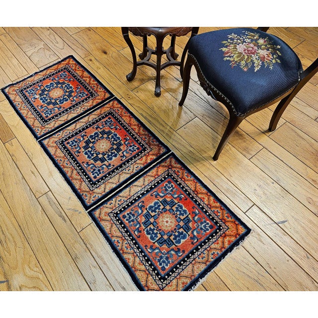 Textile Vintage Tibetan Temple Runner, Wool & Cotton, Lotus & Cloud Motifs, 2' x 6' For Sale - Image 7 of 10