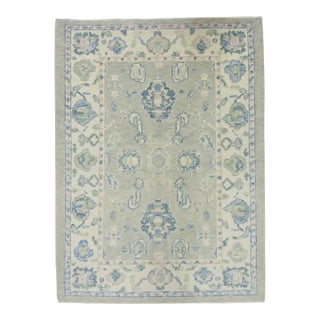 Modern Turkish Oushak Rug 4' x 5'5" For Sale