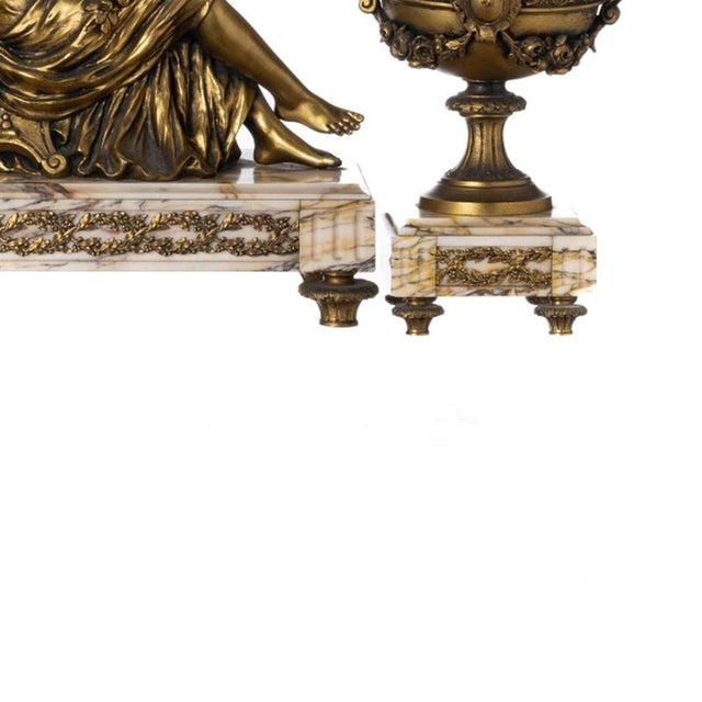 Garniture Clock with Urns, Set of 3 For Sale - Image 5 of 6