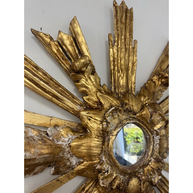 Contemporary Neo Baroque Style Giltwood Sunburst Mirror For Sale - Image 4 of 12