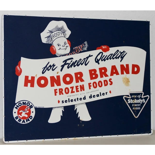 Honor Brand Frozen Foods Advertising Board C.1940s For Sale - Image 9 of 9