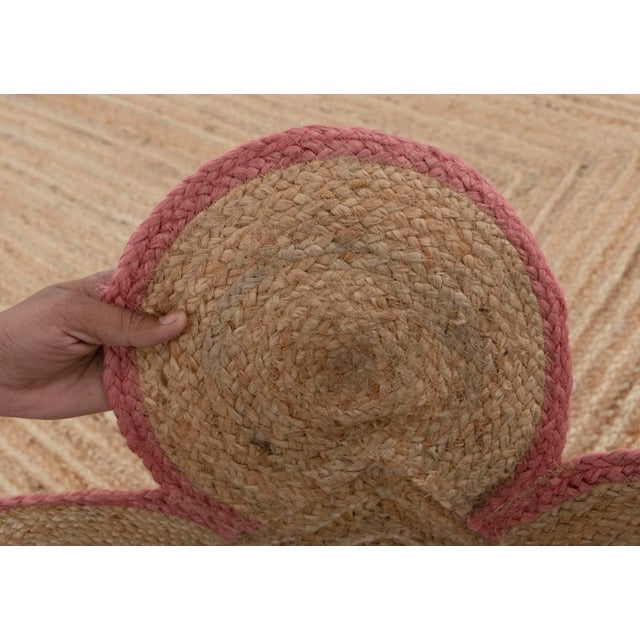 Pink Scallop Edge Trim Jute Rug 3x5 Ft. For Sale - Image 9 of 12