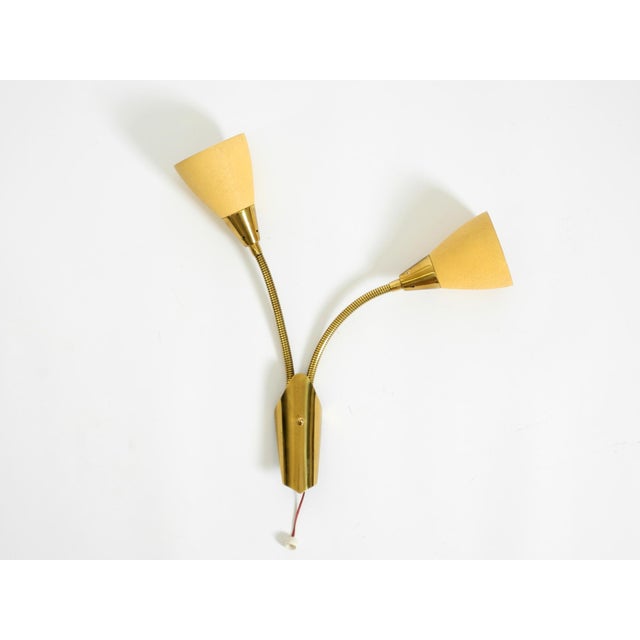 Mid-Century Modern Brass Wall Lamp with Gooseneck and Double Shade by Cosack Leuchten, 1950s For Sale - Image 4 of 18