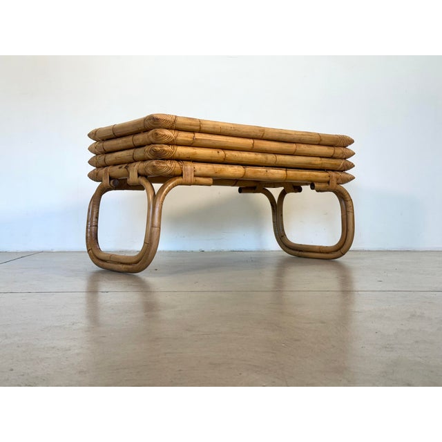 Bamboo Rocking Bench in the style of Vivai Del Sud, 1970s For Sale - Image 4 of 14