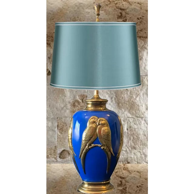 Frederick Cooper Vintage Brass Lamp: Love Birds Relief Design For Sale - Image 4 of 12