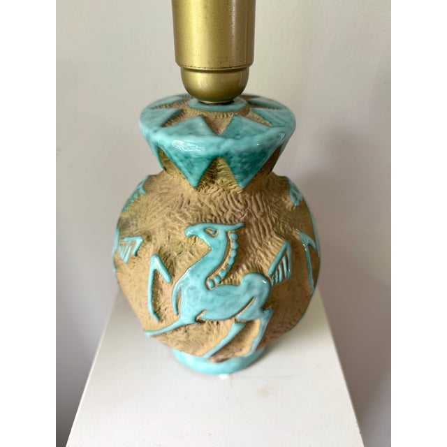 1950s Italian Ceramic Table Lamp with Horse Relief, 1950s For Sale - Image 5 of 8