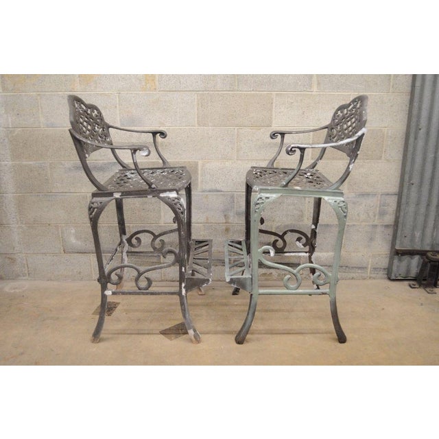Pair Of Dakota Cast Aluminum Patio Bar Stool Chairs Pool Garden