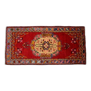 1960s Vintage Turkish Rug Traditional Hand Knotted High Pile Wool Area Rug - 3' 3" X 6' 9" For Sale