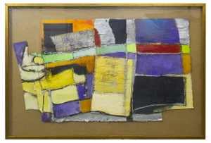 Christian Kares, Abstract Composition, 1990s, Acrylic on Cardboard, Framed