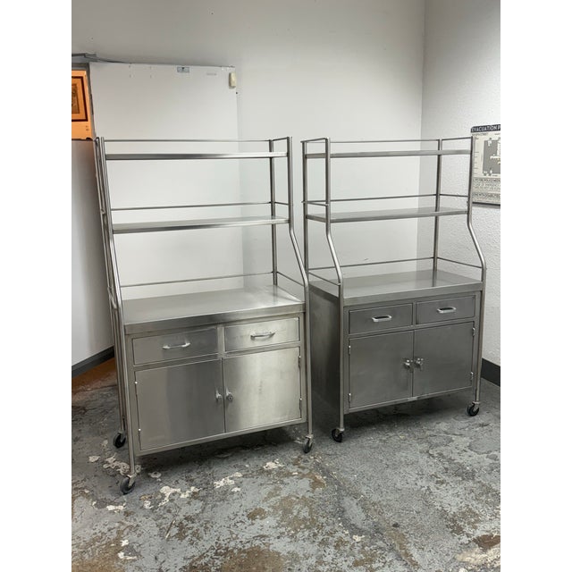 Shampaine Co. Stainless Steel Rolling Cabinets, Pair For Sale - Image 4 of 12