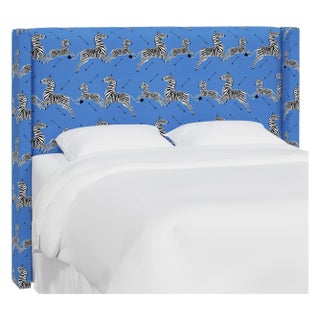Red from Scalamandre crafted by Cloth & Company Hudson King Headboard, Royal Blue Animal Print For Sale