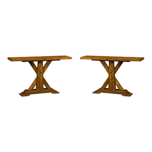 Pair of Narrow Rustic Consoles
