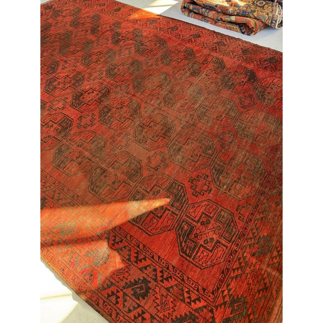 Vintage Tribal Ersari Bashir Minimal Aesthetics with Elephant Tracks Rug 9.2 x 12.5 For Sale - Image 11 of 15
