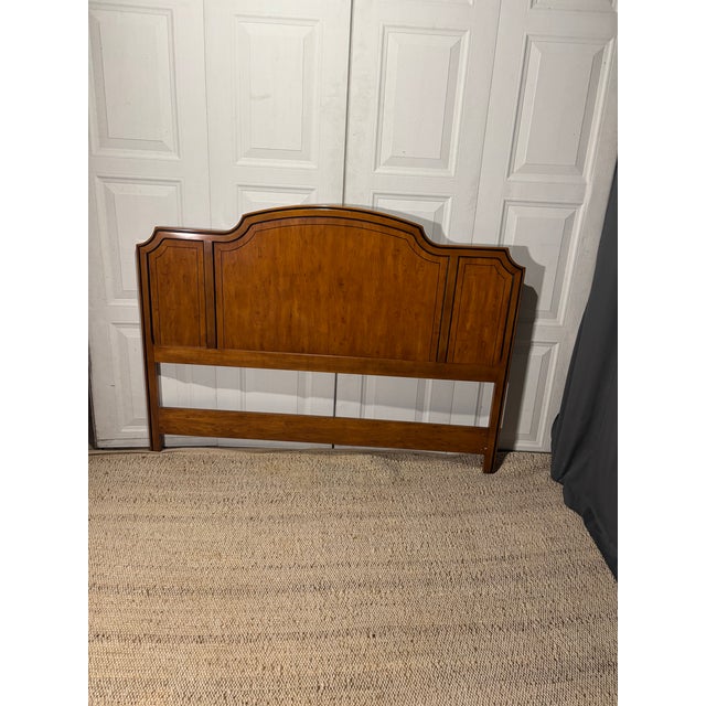 Wood Late 20th Century Yew Wood Headboard From the Yorkshire Collection by Drexel Heritage For Sale - Image 7 of 9