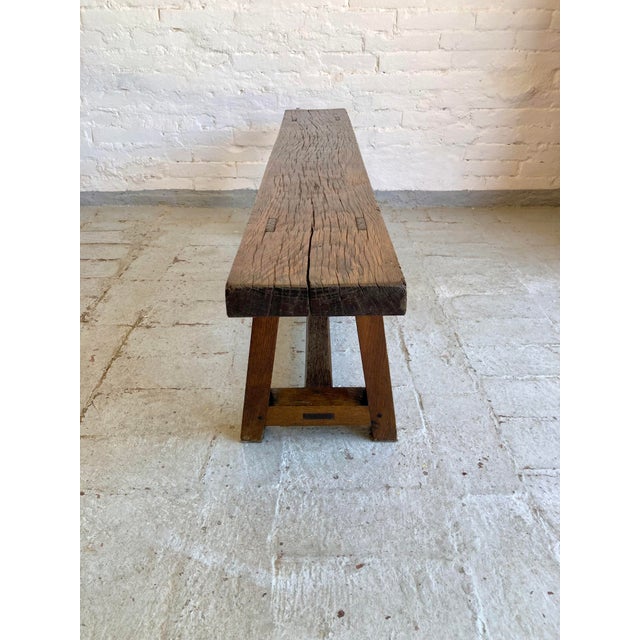 Brown Italian Oak Bench, 1940s For Sale - Image 8 of 14