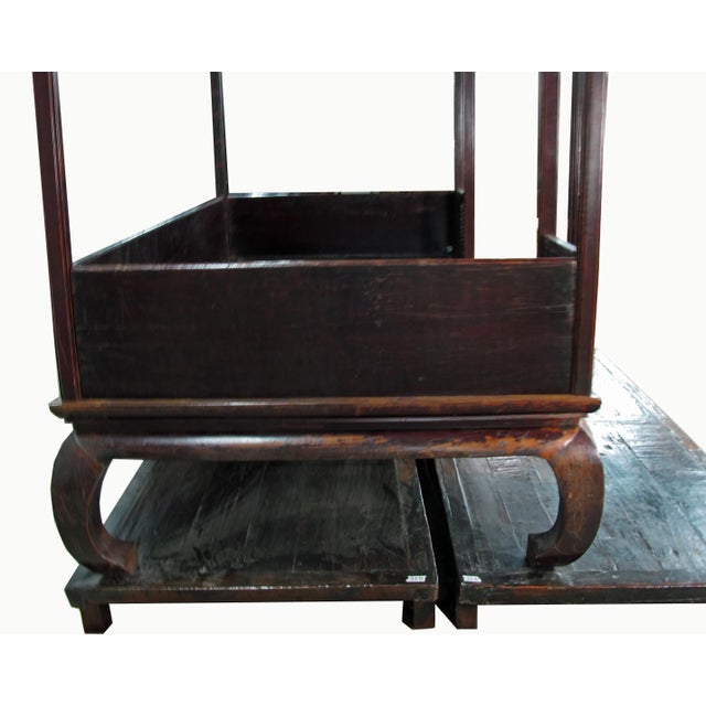 Wood Authentic Rare 19th Antique Chinese Canopy Bed For Sale - Image 7 of 12