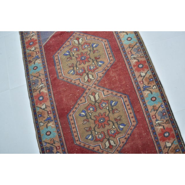 Art Deco Handmade Floor Oushak Hallway Runner For Sale - Image 3 of 11