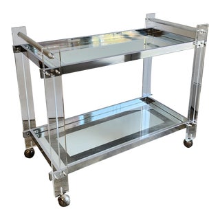 1970s Mid Centry Modern Lucite Bar Cart For Sale