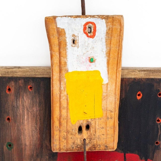 Uri Shulevitz (Polish/American, 1935-2025) Painted Wood Assemblage Sculpture, 1993, with embedded nails and metal wire,...