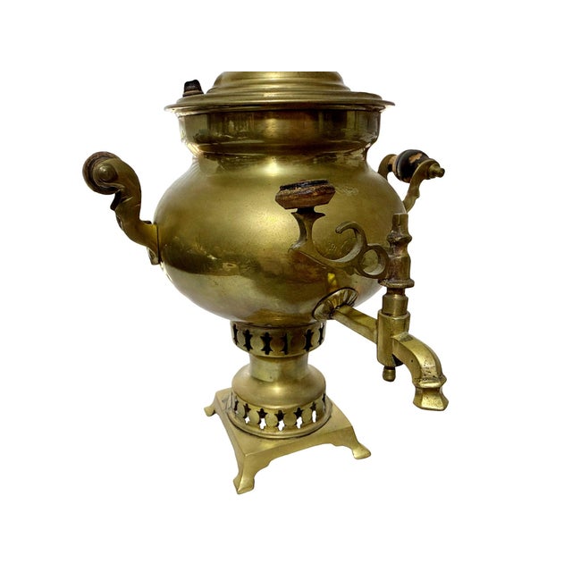 Late 19th Century Brass Samovar Set W/Teapot For Sale - Image 4 of 9