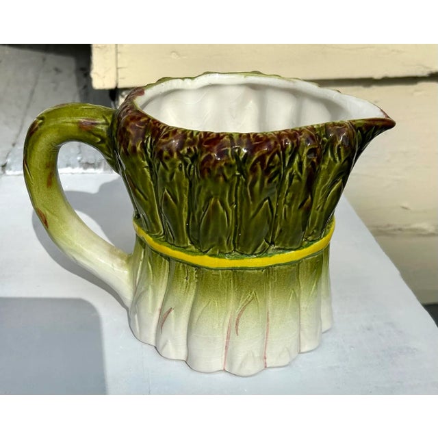 Green Vintage Majolica Asparagus Pitcher For Sale - Image 8 of 11