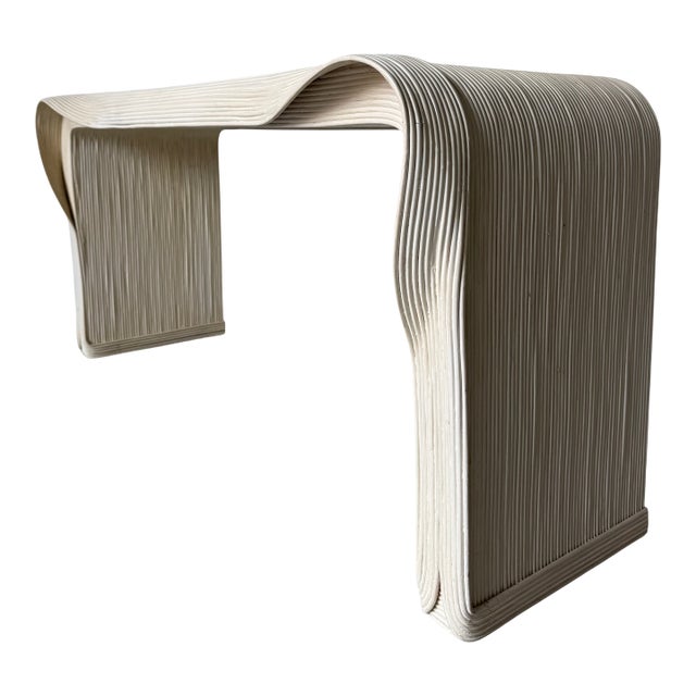 1980's Betty Cobonpue–Style Coastal Organic Split Reed Rattan Console Table For Sale