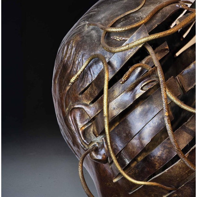 Black René Hetzel, Bust with Snakes, 1920s, Bronze For Sale - Image 8 of 10
