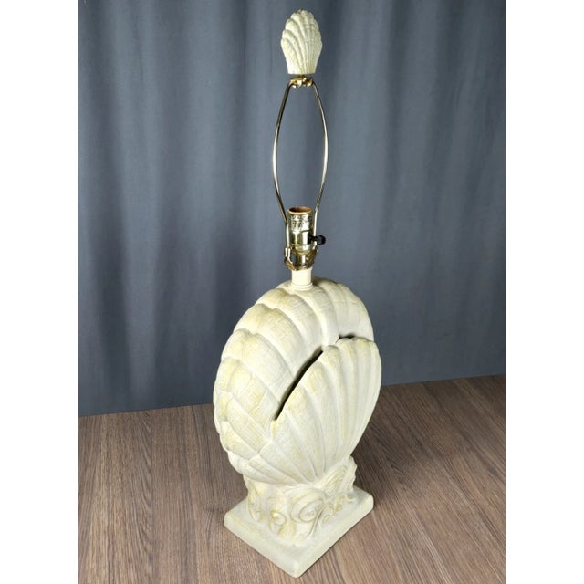 Sculpture Materials 1990s Pacific Coast Lighting Shell Shaped Plaster Table Lamp For Sale - Image 7 of 17