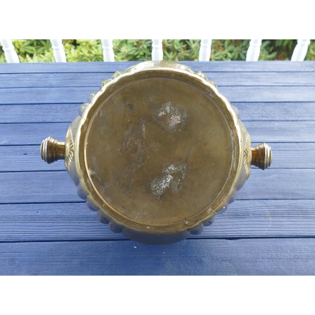 Brass Vintage Large Brass Sculpted Lidded Pot For Sale - Image 8 of 12