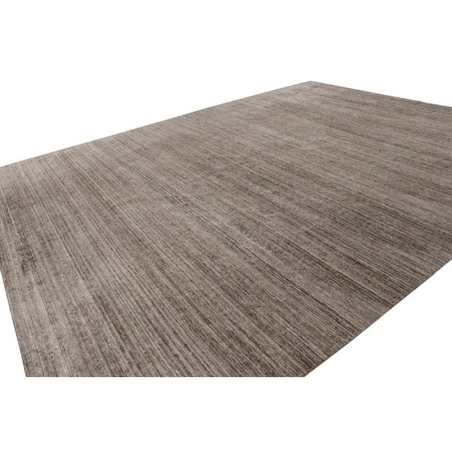 Rug & Kilim Rug & Kilim’s Oversized Textural Rug in Solid Beige-Brown Tones and Striae For Sale - Image 4 of 8