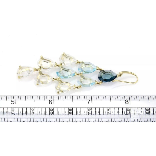 Late 20th Century Ippolita Gemma Cascade Blue Topaz & Quartz 18k Yellow Gold Earrings, 2 Pieces For Sale - Image 5 of 6
