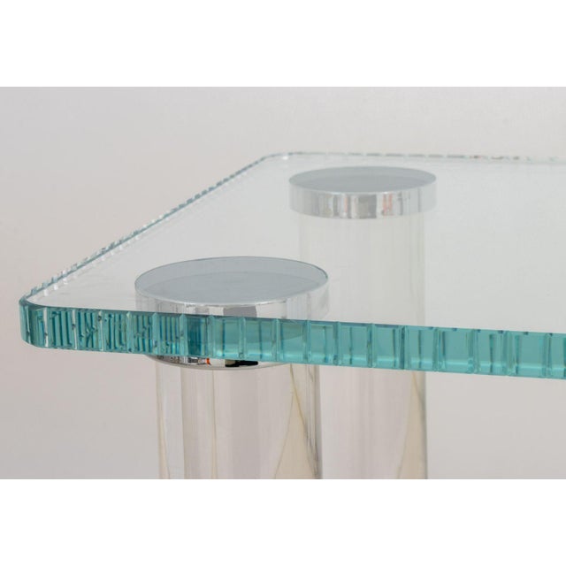 Late 20th Century Modern Lucite and Glass Two-Tier Etagere For Sale - Image 4 of 6