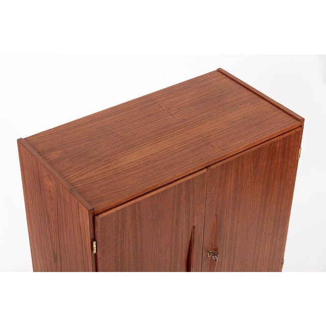 Brown Mid Century Danish Teak Wood Storage or Bar Cabinet For Sale - Image 8 of 12