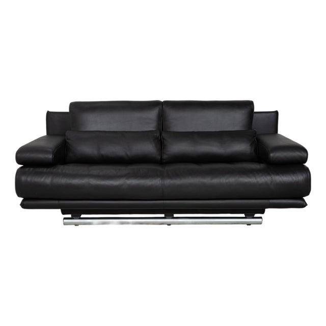 Model 6500 2-Seater Sofa in Black Leather from Rolf Benz For Sale
