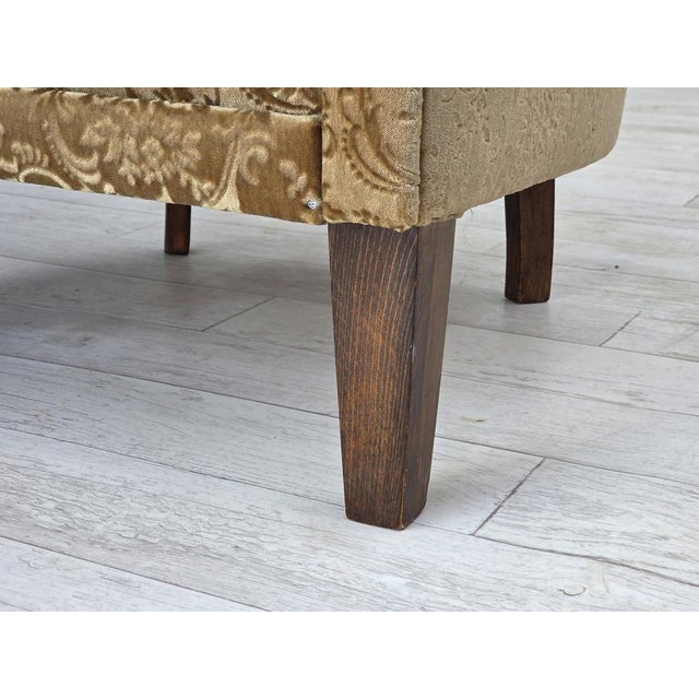 Vintage Danish Armchair in Green Furniture Velour & Ash Wood Legs, 1960s For Sale - Image 6 of 18