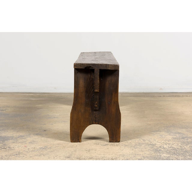 Late 19th Century French Provincial Rustic Pine Farmhouse Bench For Sale - Image 12 of 17