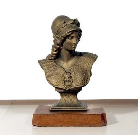 Figurative 1930s Savino, "Bust of Athena, Painted Metal Sculpture For Sale - Image 3 of 3