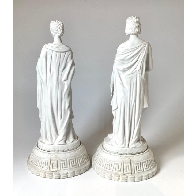 Early 20th Century Parian Porcelain Neoclassical Statues - A Pair For Sale - Image 5 of 12