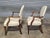 Wood Late 20th Century Pair of Southwood Mahogany Armchairs Cream Damask Fabric Bellflower Inlays For Sale - Image 7 of 9