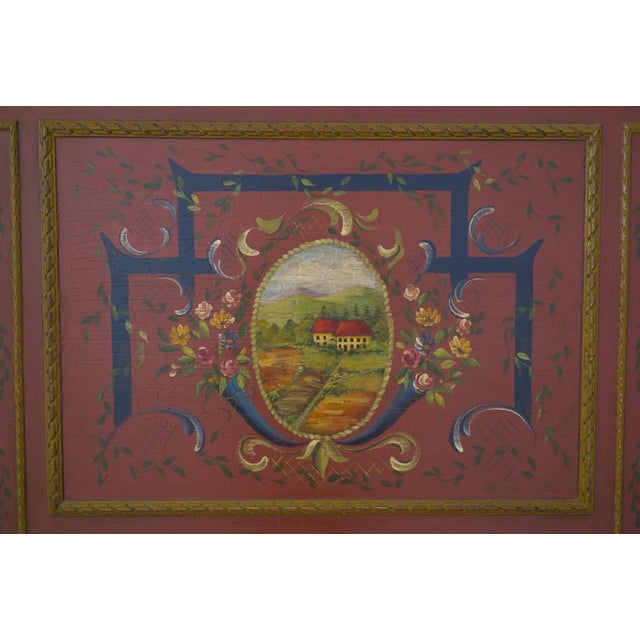 Glass Stunning Artist Signed Hand Painted Large Trumeau Mirror For Sale - Image 7 of 11