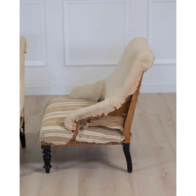 Pair of 19th Century French Scroll Back Chairs, Ready to Upholster For Sale In Atlanta - Image 6 of 9