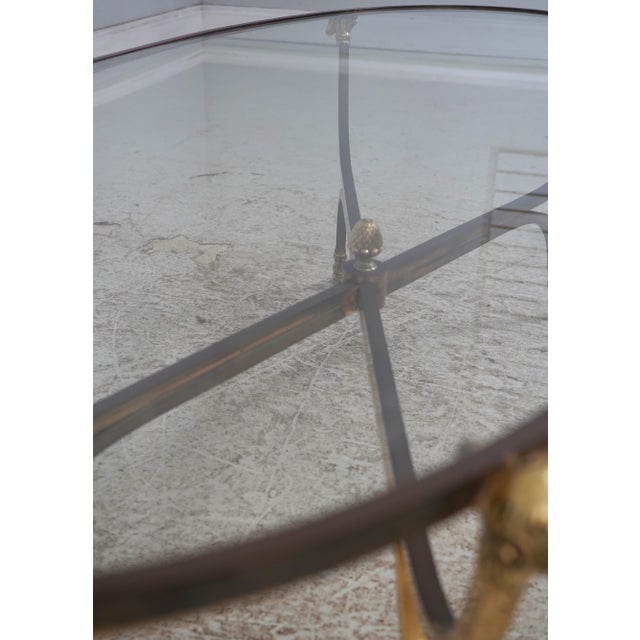 Iron Brass & Glass Rams Head Coffee Table For Sale - Image 9 of 13
