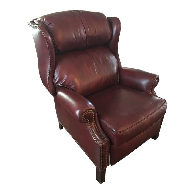 Hancock & Moore Addison Bustle Back Ball & Claw Recliner in Red Leather