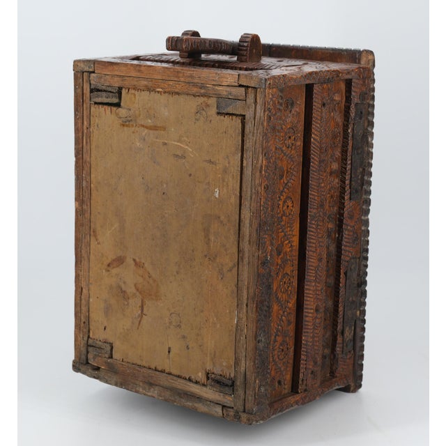 Antique Scandinavian Folk Art Carved Oak Table Chest For Sale - Image 14 of 15