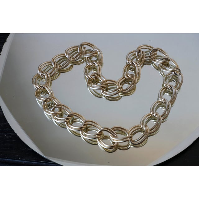 Contemporary Vintage Y2k Modern Gold Link and Chain Necklace For Sale - Image 3 of 8