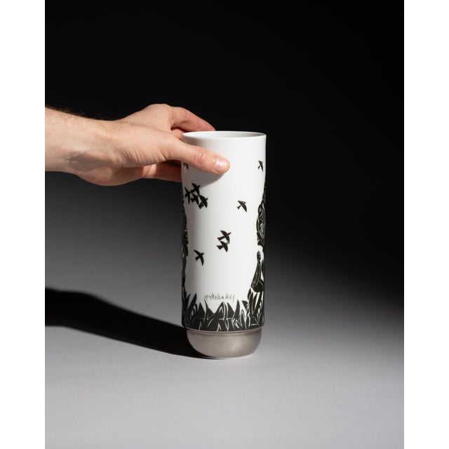 Black Duo Pastorale Vase by Ambrogio Pozzi and Hap Grieshaber for Rosenthal, 1970s For Sale - Image 8 of 9