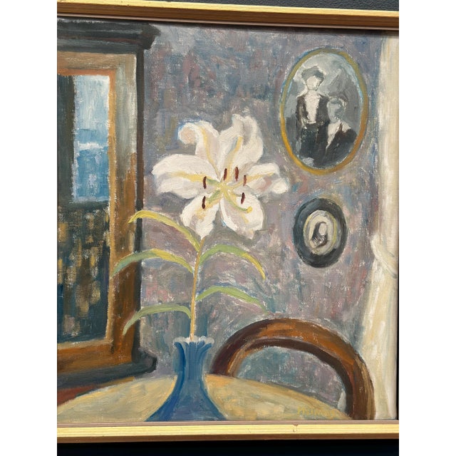 May Nicklasson, The White Lily, 1950s, Oil Painting on Panel, Framed For Sale - Image 6 of 12